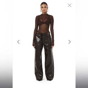BNWT wide leg chocolate crocodile pants - Naked Wardrobe - Size S